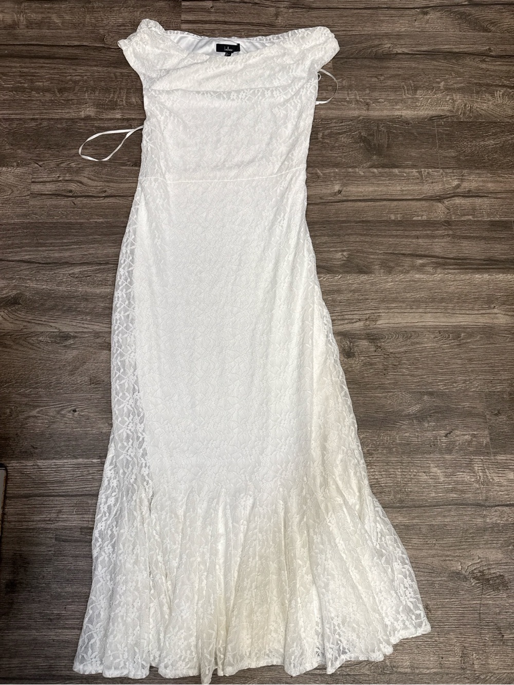Lulu's White Strapless Lace Mermaid Midi Dress - Picture 2 of 6